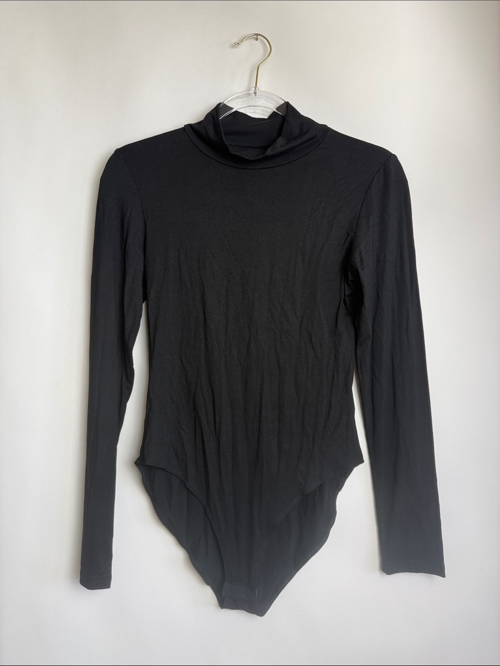 Mangopop Black Long Sleeve Mock Neck Turtleneck Bodysuit Size Medium - Picture 4 of 8